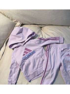 adidas Lavender and Mauve Logo Hoodie & Joggers Set